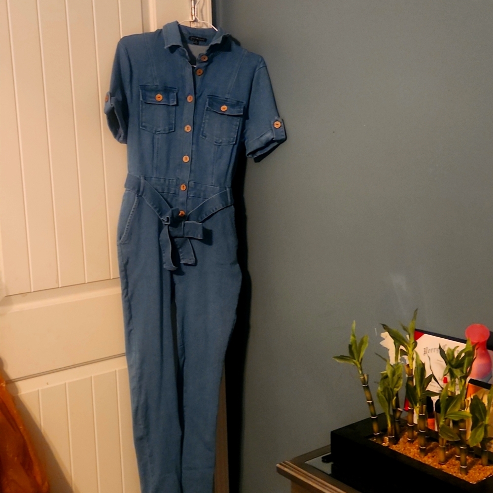 Denim jump suit